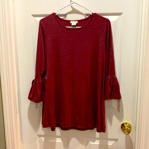 YELETE burgundy tunic.